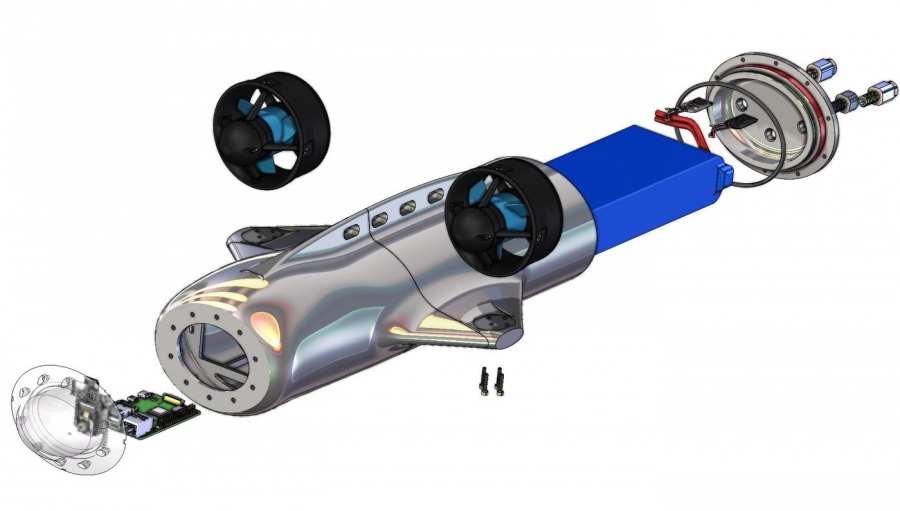 Exploded CAD of the AUV