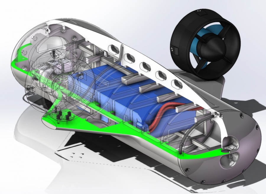 Integrated autonomous underwater vehicle half-section