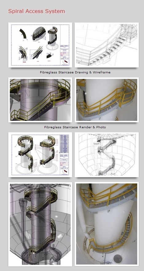 Design overview of an FRP spiral staircase inside a drinking-water reservoir tower