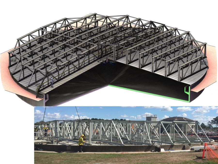CAD model and fabrication progress of FRP trusses and covers for process-gas capture