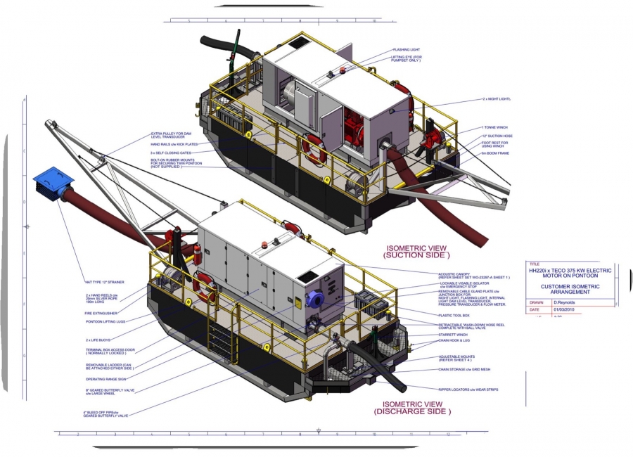 Customer arrangement for a large pump package